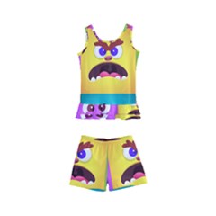 Monsters-emotions-scary-faces-masks-with-mouth-eyes-aliens-monsters-emoticon-set Kids  Boyleg Swimsuit by uniart180623