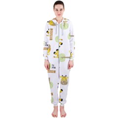 Vector-pattern-with-cute-giraffe-cartoon Hooded Jumpsuit (ladies) by uniart180623