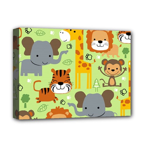 Seamless-pattern-vector-with-animals-wildlife-cartoon Deluxe Canvas 16  X 12  (stretched)  by uniart180623