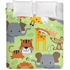 Seamless-pattern-vector-with-animals-wildlife-cartoon Duvet Cover Double Side (california King Size) by uniart180623