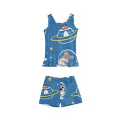 Seamless-pattern-funny-astronaut-outer-space-transportation Kids  Boyleg Swimsuit by uniart180623