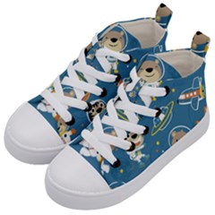 Seamless-pattern-funny-astronaut-outer-space-transportation Kids  Mid-top Canvas Sneakers by uniart180623