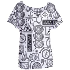 Navigation-seamless-pattern Women s Oversized Tee by uniart180623