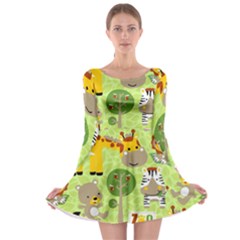 Funny-animals-cartoon Long Sleeve Skater Dress by uniart180623