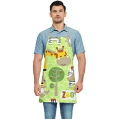 Funny-animals-cartoon Kitchen Apron by uniart180623