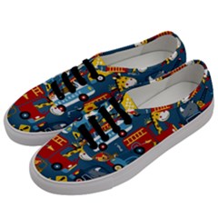 Seamless-pattern-vehicles-cartoon-with-funny-drivers Men s Classic Low Top Sneakers by uniart180623