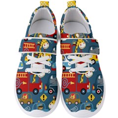 Seamless-pattern-vehicles-cartoon-with-funny-drivers Men s Velcro Strap Shoes by uniart180623