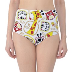 Vector-seamless-pattern-nice-animals-cartoon Classic High-waist Bikini Bottoms by uniart180623