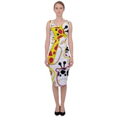 Vector-seamless-pattern-nice-animals-cartoon Sleeveless Pencil Dress by uniart180623