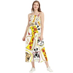 Vector-seamless-pattern-nice-animals-cartoon Boho Sleeveless Summer Dress by uniart180623