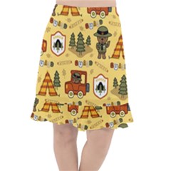 Seamless-pattern-funny-ranger-cartoon Fishtail Chiffon Skirt by uniart180623