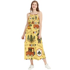 Seamless-pattern-funny-ranger-cartoon Boho Sleeveless Summer Dress by uniart180623