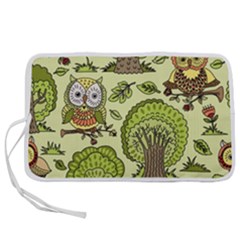 Seamless-pattern-with-trees-owls Pen Storage Case (l) by uniart180623