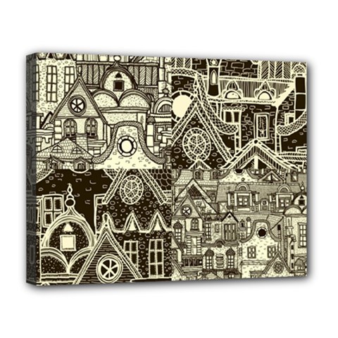 Four-hand-drawn-city-patterns Canvas 14  X 11  (stretched) by uniart180623