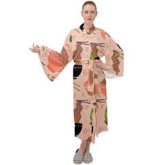 Japanese Street Food  Soba Noodle In Bowls Maxi Velvet Kimono by uniart180623