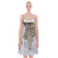 3d Typography World Map Spaghetti Strap Velvet Dress by uniart180623