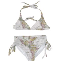 Vintage Map Of The Americas Kids  Classic Bikini Set by uniart180623