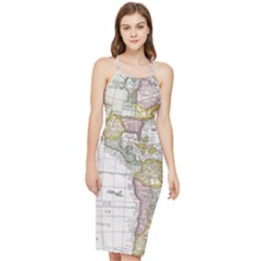 Vintage Map Of The Americas Bodycon Cross Back Summer Dress by uniart180623