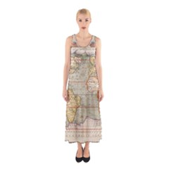 Old World Map Of Continents The Earth Vintage Retro Sleeveless Maxi Dress by uniart180623