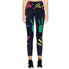 Handprints-hand-print-colourful Pocket Leggings  by uniart180623