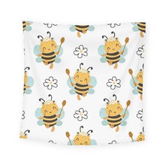 Art Bee Pattern Design Wallpaper Background Square Tapestry (small) by uniart180623