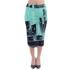 Buildings City Urban Destruction Background Midi Pencil Skirt by uniart180623