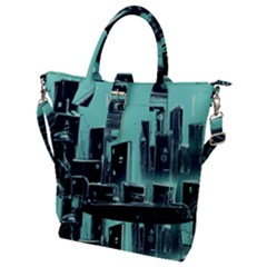 Buildings City Urban Destruction Background Buckle Top Tote Bag by uniart180623