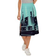 Buildings City Urban Destruction Background Midi Panel Skirt by uniart180623