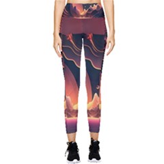 Fire Flame Burn Hot Heat Light Burning Orange Pocket Leggings  by uniart180623