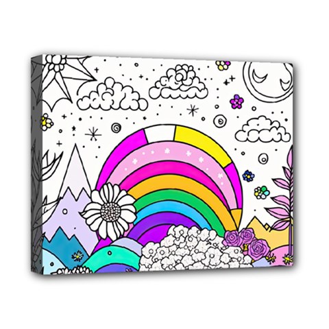 Rainbow Fun Cute Minimal Doodle Drawing Art Canvas 10  X 8  (stretched) by uniart180623