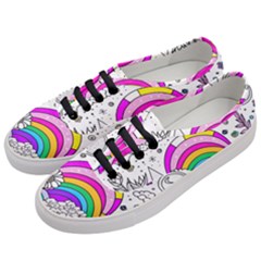 Rainbow Fun Cute Minimal Doodle Drawing Art Women s Classic Low Top Sneakers by uniart180623