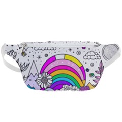 Rainbow Fun Cute Minimal Doodle Drawing Art Waist Bag  by uniart180623