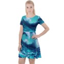 Tsunami Tidal Wave Ocean Waves Sea Nature Water Cap Sleeve Velour Dress  View1