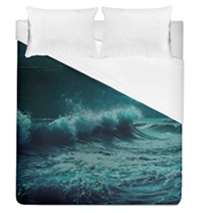 Waves Ocean Sea Tsunami Nautical Blue Sea Art Duvet Cover (queen Size) by uniart180623