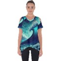 Ai Generated Waves Ocean Sea Tsunami Nautical Fantasy Cut Out Side Drop Tee View1