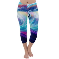 Waves Ocean Sea Tsunami Nautical Nature Water Capri Winter Leggings  by uniart180623