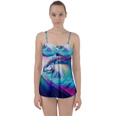 Waves Ocean Sea Tsunami Nautical Nature Water Babydoll Tankini Set by uniart180623