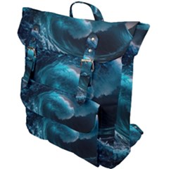 Tsunami Waves Ocean Sea Water Rough Seas Buckle Up Backpack by uniart180623