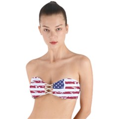 Flag Usa Unite Stated America Twist Bandeau Bikini Top by uniart180623