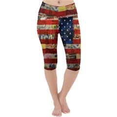 Usa Flag United States Lightweight Velour Cropped Yoga Leggings by uniart180623