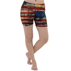 Usa Flag United States Lightweight Velour Yoga Shorts by uniart180623