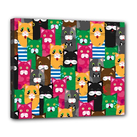 Cat Funny Colorful Pattern Deluxe Canvas 24  X 20  (stretched) by uniart180623