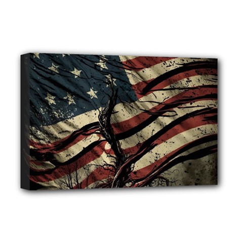 Flag Usa American Flag Deluxe Canvas 18  X 12  (stretched) by uniart180623