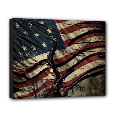 Flag Usa American Flag Deluxe Canvas 20  X 16  (stretched) by uniart180623