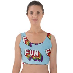 Fun Word Inscription Rainbow Pattern Velvet Crop Top by uniart180623