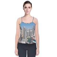 Building Sea Architecture Marina Velvet Spaghetti Strap Top by Ravend