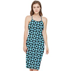 Mazipoodles Blue Donuts Polka Dot Bodycon Cross Back Summer Dress by Mazipoodles