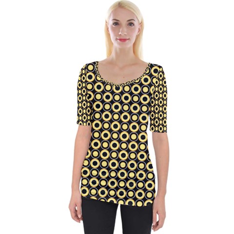  Mazipoodles Yellow Donuts Polka Dot Wide Neckline Tee by Mazipoodles