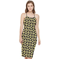  Mazipoodles Yellow Donuts Polka Dot Bodycon Cross Back Summer Dress by Mazipoodles