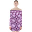 Mazipoodles Magenta White Donuts Polka Dot Long Sleeve Off Shoulder Dress View1